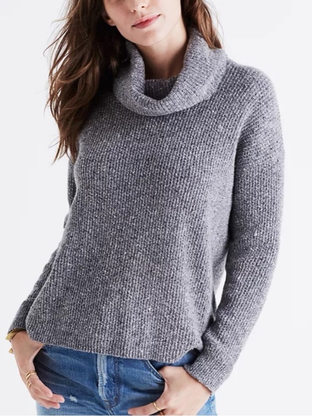 Madewell Donegal Convertible Turtleneck Gray Sweater XS